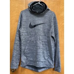 Nike Dri Fit Mens Spotlight Hoodie Big Swoosh Logo Bi Pocket Gray/Black Sz M‎